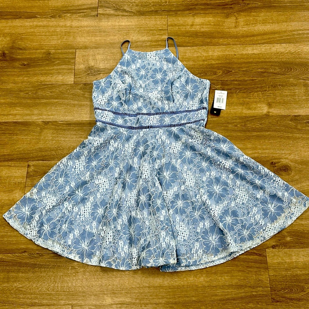 City Triangles Light Blue & white Lace dress size Juniors 15
